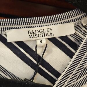 Badgley Mischka Navy and White Striped Garment